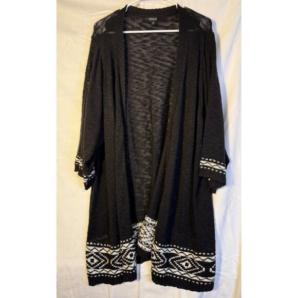 Torrid Sweater Knit Duster Long Length Womens Plus Size 6 6X 5X Black White Cozy - Picture 1 of 4